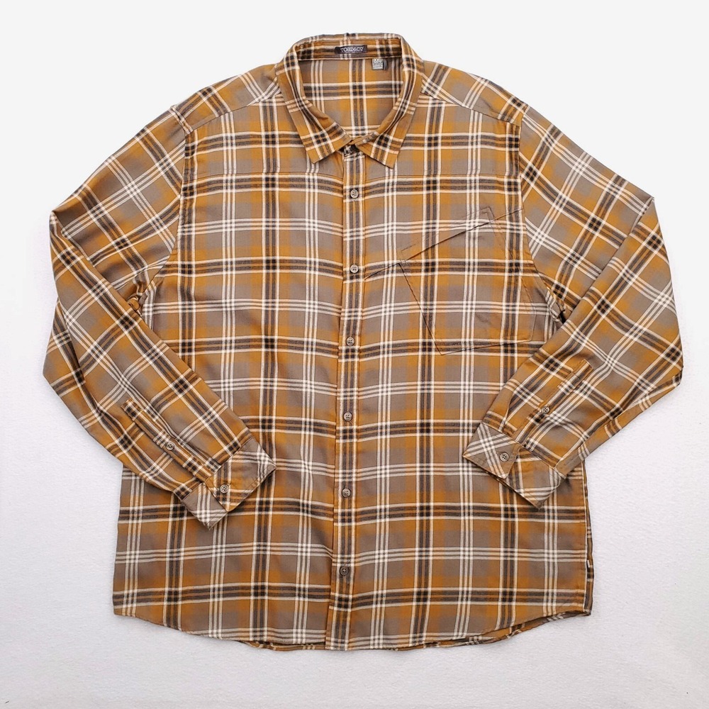 Toad Co Shirt Mens XXL Brown Plaid Dogma Flannel Button Up Outdoor Casual Tartan